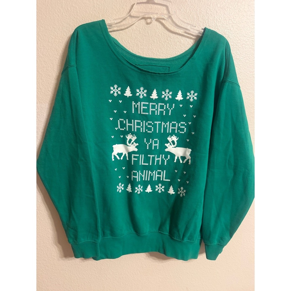 Dentz Denim Design Sweatshirt Womens M Green Home Alone Christmas Graphic